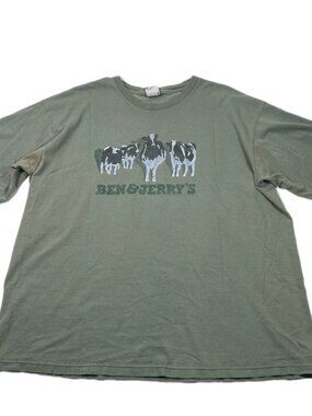 Vintage Ben & Jerrys Vermonts Finest Ice Cream T Shirt Large 90s USA Brown